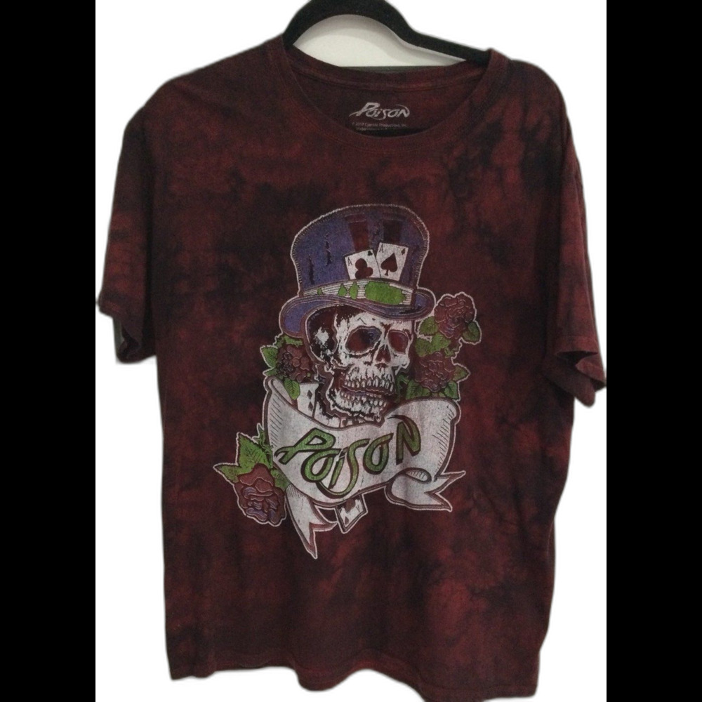 Poison T-Shirt Men’s Size L Red Retro Dragging the Cat Across America 1987 Tour